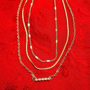 Bijoux Bar Gold Tone Glass 20 Inch Snake Strand Necklace